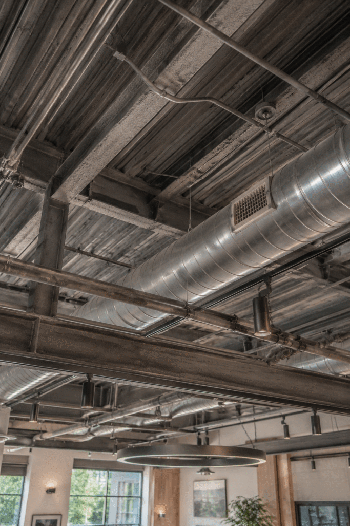 Dusty exposed vents in an apartment.